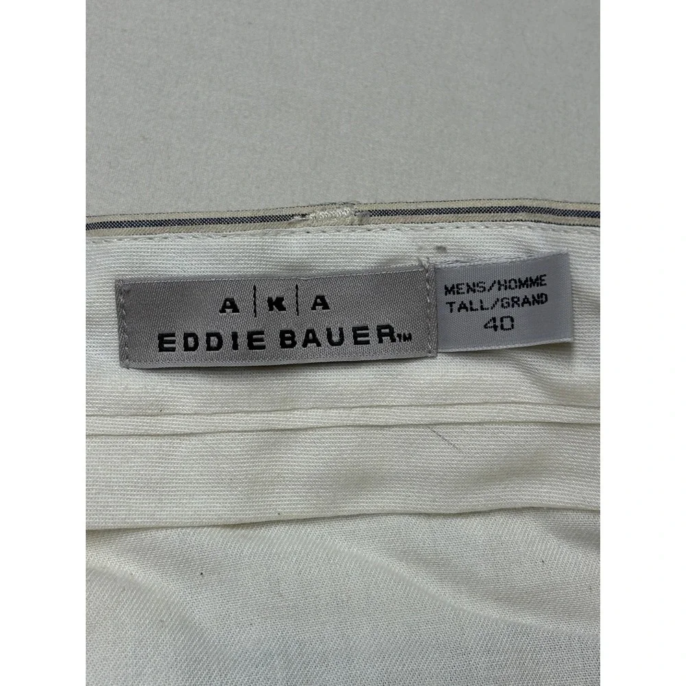 Vintage‎ NWT AKA Eddie Bauer Mens Seersucker White Striped Pleated Pants 40X34